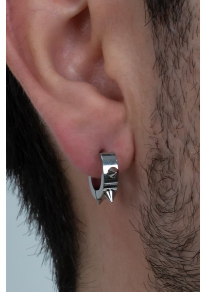 Çivili Geçmeli Unisex Erkek Kadın Çelik Küpe 3 mm mse3
