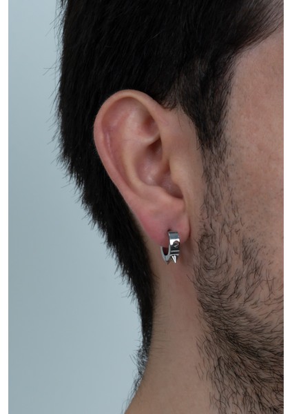 Çivili Geçmeli Unisex Erkek Kadın Çelik Küpe 3 mm mse3