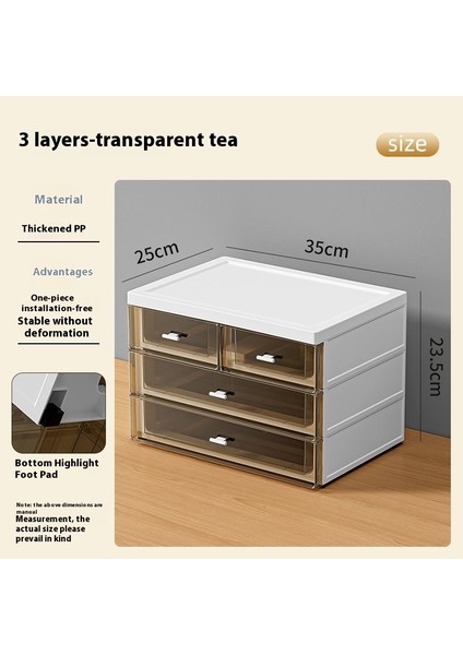 Masaüstü Düzenleyici Basit Çok Bölmeli Çekmece Kırtasiye Şeffaf Kutu (Yurt Dışından)