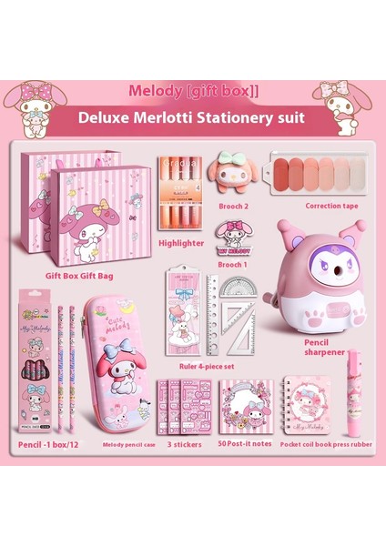 Kuromi Melodi Kırtasiye Seti Okula Başlangıç Için Yüksek Değerli Çocuk Hediye Kutusu Öğrenme Kırtasiye Hediye Paketi (Yurt Dışından)