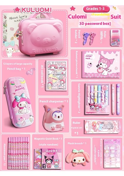 Kuromi Melodi Kırtasiye Seti Okula Başlangıç Için Yüksek Değerli Çocuk Hediye Kutusu Öğrenme Kırtasiye Hediye Paketi (Yurt Dışından)