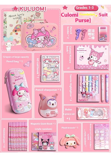 Kuromi Melodi Kırtasiye Seti Okula Başlangıç Için Yüksek Değerli Çocuk Hediye Kutusu Öğrenme Kırtasiye Hediye Paketi (Yurt Dışından)