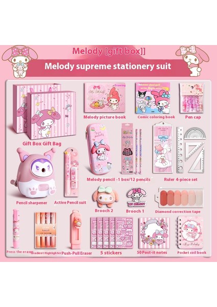 Kuromi Melodi Kırtasiye Seti Okula Başlangıç Için Yüksek Değerli Çocuk Hediye Kutusu Öğrenme Kırtasiye Hediye Paketi (Yurt Dışından)