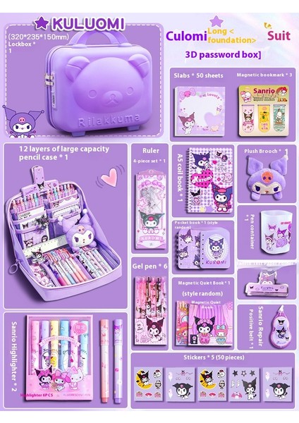 Kuromi Melodi Kırtasiye Seti Okula Başlangıç Için Yüksek Değerli Çocuk Hediye Kutusu Öğrenme Kırtasiye Hediye Paketi (Yurt Dışından)