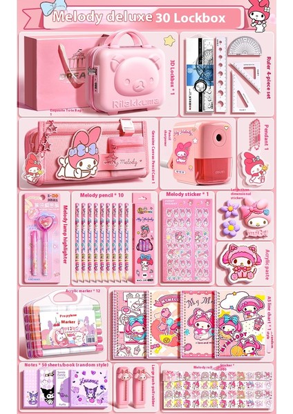 Kuromi Melodi Kırtasiye Seti Okula Başlangıç Için Yüksek Değerli Çocuk Hediye Kutusu Öğrenme Kırtasiye Hediye Paketi (Yurt Dışından)