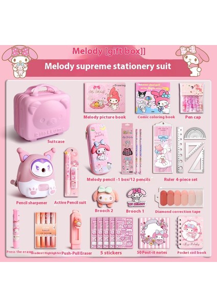 Kuromi Melodi Kırtasiye Seti Okula Başlangıç Için Yüksek Değerli Çocuk Hediye Kutusu Öğrenme Kırtasiye Hediye Paketi (Yurt Dışından)
