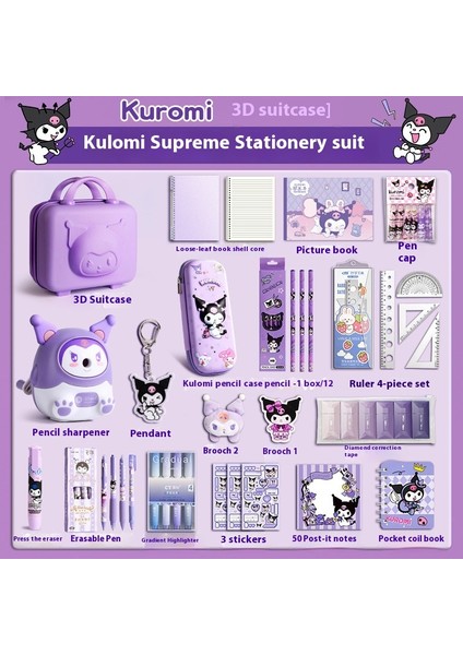 Kuromi Melodi Kırtasiye Seti Okula Başlangıç Için Yüksek Değerli Çocuk Hediye Kutusu Öğrenme Kırtasiye Hediye Paketi (Yurt Dışından)
