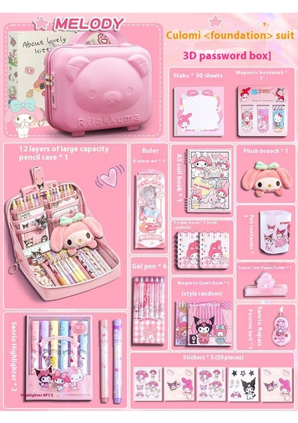 Kuromi Melodi Kırtasiye Seti Okula Başlangıç Için Yüksek Değerli Çocuk Hediye Kutusu Öğrenme Kırtasiye Hediye Paketi (Yurt Dışından)