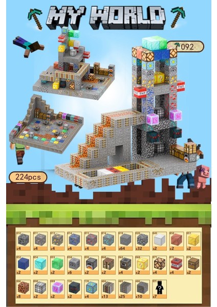 Mc Minecraft Manyetik Küpler Montaj Dıy Yapı Taşları Çocuklar Için Bulmaca Modeli Oyuncaklar (Yurt Dışından)