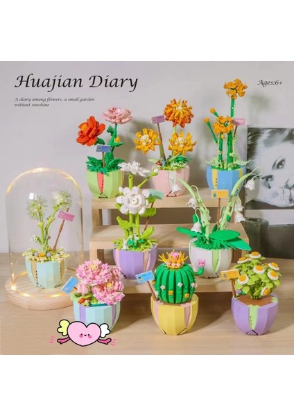 Çiçek Yapı Taşları Perpetual Çiçek Puzzle Oyuncak Dekorasyon Doğum Günü Hediyesi (Yurt Dışından)