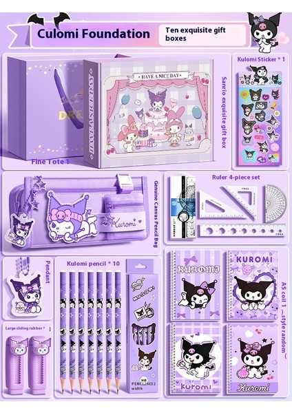 Kuromi Melodi Kırtasiye Seti Okula Başlangıç Için Yüksek Değerli Çocuk Hediye Kutusu Öğrenme Kırtasiye Hediye Paketi (Yurt Dışından)