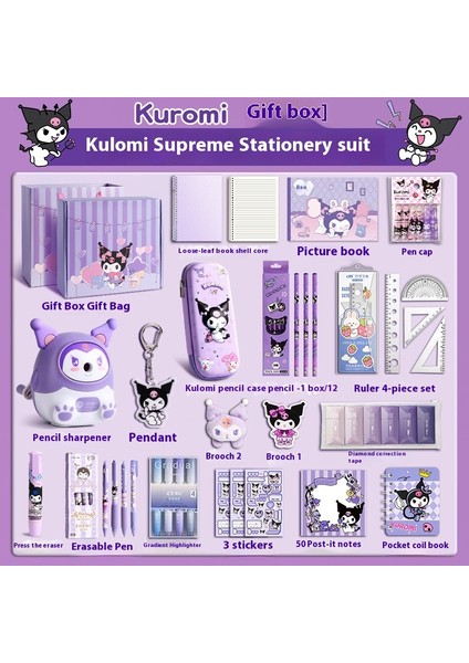 Kuromi Melodi Kırtasiye Seti Okula Başlangıç Için Yüksek Değerli Çocuk Hediye Kutusu Öğrenme Kırtasiye Hediye Paketi (Yurt Dışından)