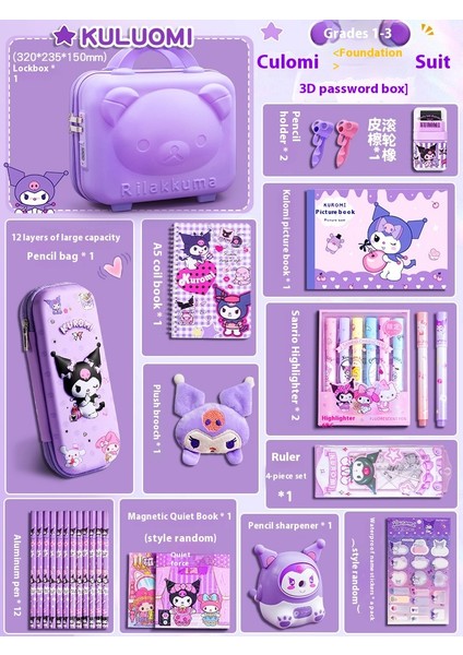 Kuromi Melodi Kırtasiye Seti Okula Başlangıç Için Yüksek Değerli Çocuk Hediye Kutusu Öğrenme Kırtasiye Hediye Paketi (Yurt Dışından)