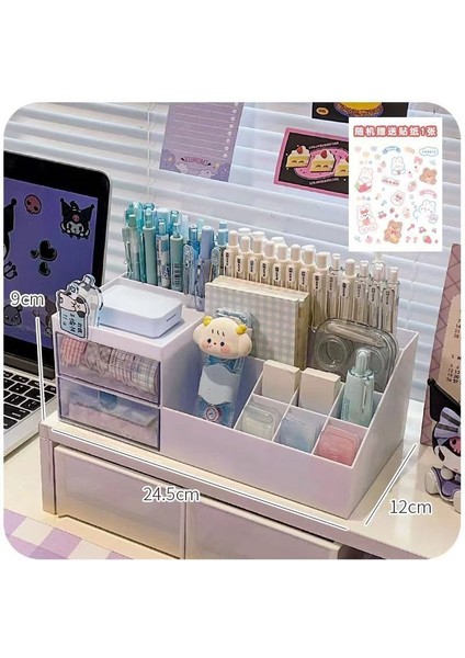 Kalemlik Düzenleyici Ofis Çok Fonksiyonlu Kırtasiye Rafı Akrilik Çekmece Tipi (Yurt Dışından)