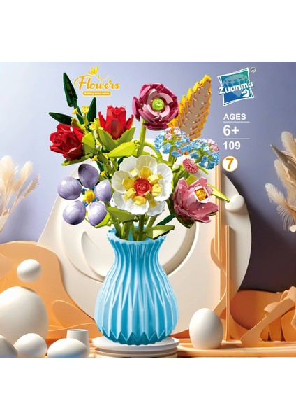 Çiçek Blok Maket Puzzle Yapboz Hediyelik El Yapımı Süs (Yurt Dışından)