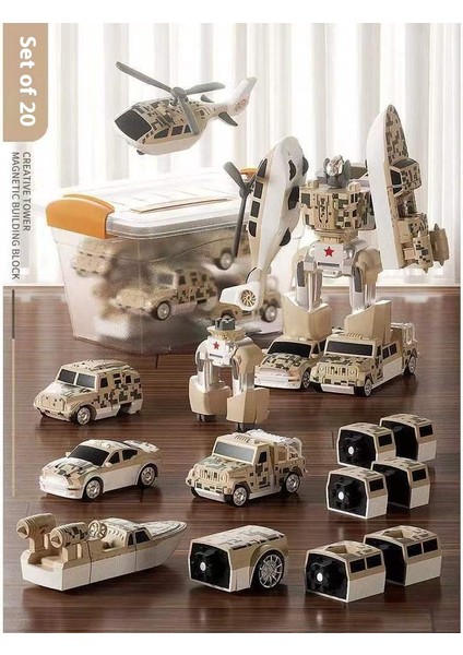 Yeni Çocuk Manyetik Montaj Dönüştürme Robot Mühendislik Araba Serisi Patchwork Puzzle Oyuncaklar (Yurt Dışından)