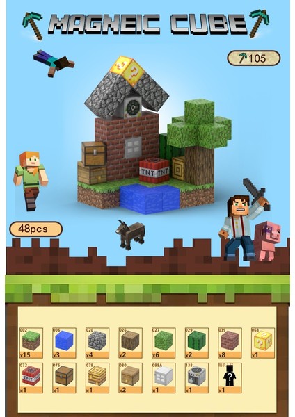 Benim Dünyam Manyetik Oyuncaklar Puzzle Küp Yapı Taşları (Yurt Dışından)