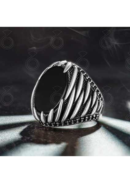 925 Ayar Gümüş Siyah Oniks Taşlı Erkek Yüzük fiyatları