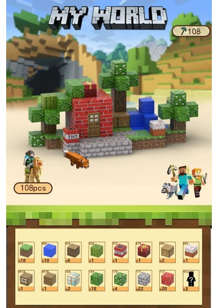 Mc Minecraft Manyetik Küpler Montaj Dıy Yapı Taşları Çocuklar Için Bulmaca Modeli Oyuncaklar (Yurt Dışından)