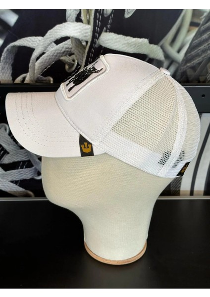 Unisex Beyaz Renk Hayvan Resimli Figürlü Resimli Cap Şapka