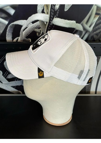 Unisex Beyaz Renk Hayvan Resimli Figürlü Resimli Cap Şapka