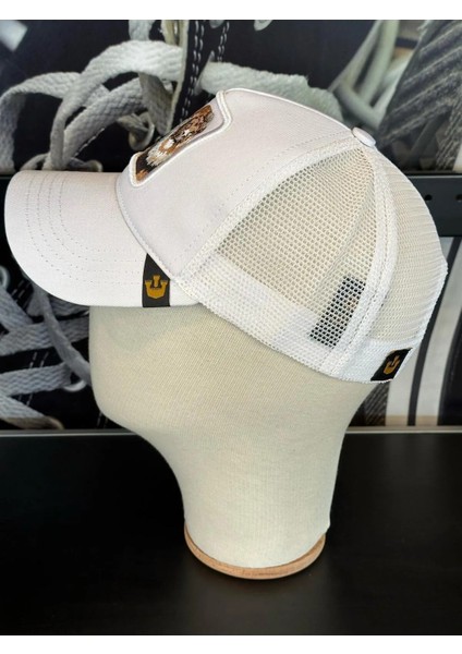 Unisex Beyaz Renk Hayvan Resimli Figürlü Resimli Cap Şapka