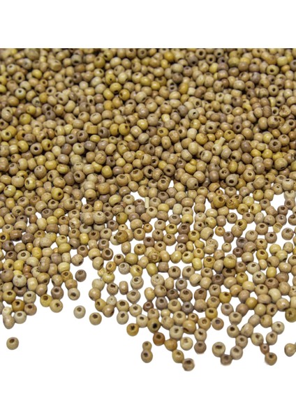 5 mm Silindir Ham Rengi Ahşap Boncuk 50 Gr