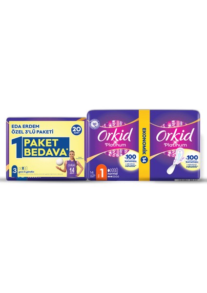 Platinum Normal + Gece 20'li Eda Erdem Paketi Hijyenik Ped