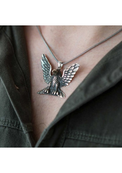 Gümüş Kartal Erkek Kolye