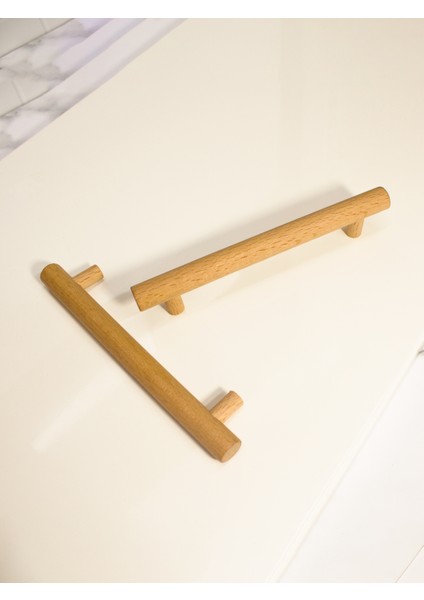 6 Adet Roll Ahşap Kulp Çekmece Kulpu Modern Dolap Kolu Mobilya Kulp Natürel