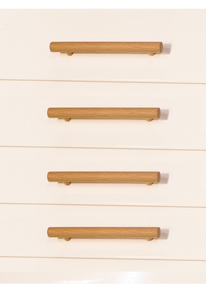 6 Adet Roll Ahşap Kulp Çekmece Kulpu Modern Dolap Kolu Mobilya Kulp Natürel