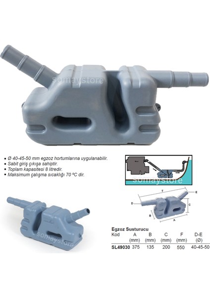Marine Sealux Tekne Egzoz Susturucu Waterlock