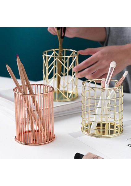 Altın 01 Stili Masaüstü Kalemlik Ofis Okul Depolama Kutusu Metal Altın Rose Gold Kutu Makyaj Depolama - (Yurt Dışından) fiyatları