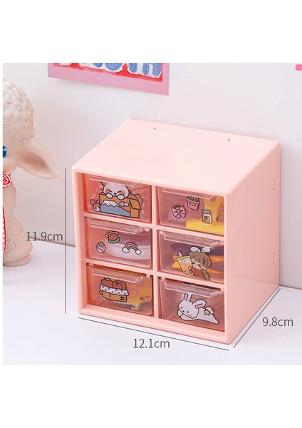 6 Izgara Pembe Tarzı Sevimli Beyaz Pembe 9 Izgara Abs Çekmece Masaüstü Düzenleyici Masaüstü Depolama Kutusu (Yurt Dışından)