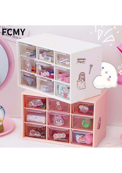 6 Izgara Pembe Tarzı Sevimli Beyaz Pembe 9 Izgara Abs Çekmece Masaüstü Düzenleyici Masaüstü Depolama Kutusu (Yurt Dışından) fiyatları
