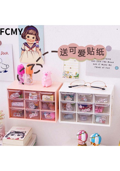 6 Izgara Pembe Tarzı Sevimli Beyaz Pembe 9 Izgara Abs Çekmece Masaüstü Düzenleyici Masaüstü Depolama Kutusu (Yurt Dışından) modelleri