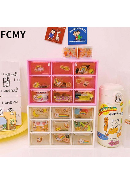 6 Izgara Pembe Tarzı Sevimli Beyaz Pembe 9 Izgara Abs Çekmece Masaüstü Düzenleyici Masaüstü Depolama Kutusu (Yurt Dışından) fırsatları