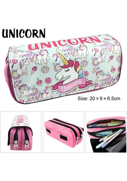 Beyaz Stil Tek Boynuzlu At Büyük Kapasiteli Kalem Kutusu Kılıfı 80 Kalem Tutabilir Unicorn Okul Malzemeleri Kırtasiye Kalemlik Kalem Çantası (Yurt Dışından)