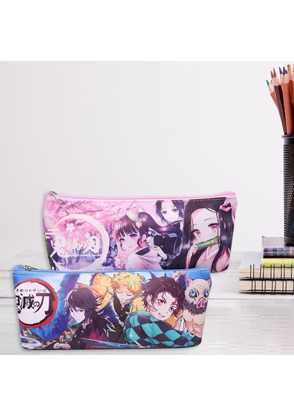 No.2 Tarzı Anime Demon Slayer Kimetsu No Yaiba Pu Kanvas Cüzdan Kalem Kutusu Fermuarlı Makyaj Çantası Kalem Kırtasiye Çantası (Yurt Dışından) fırsatları