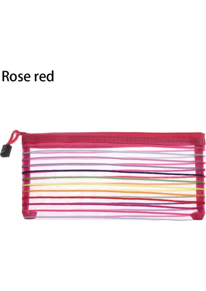 Yeni-Gül Kırmızı Stili Basit ve Şeffaf Fileli Kalem Kutusu Öğrenci Ofis Kalemlikleri Naylon Okul Malzemeleri Tükenmez Kalem Fermuarlı Kalem Kutusu (Yurt Dışından)