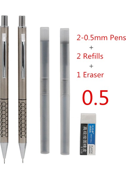 2 Adet 0,5 mm Stil Metal Mekanik Kalem Öğrencilerin Yazı Yazması Çizmesi Tasarlaması Siyah Kurşun Ucu (Yurt Dışından)