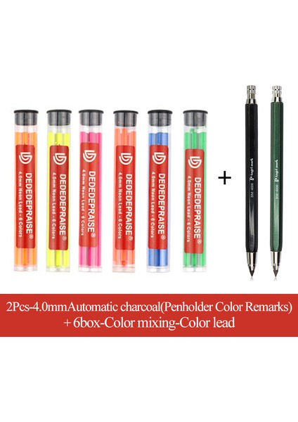 Turuncu-Kırmızı-6pcs-1kalem Stili Metal Otomatik Mekanik Kömür Kalem Kalın Renkli Kalem Yedek Kurşun Çekirdek Neon Kurşun 6 Renk Çizim Silinebilir (Yurt Dışından) fırsatları