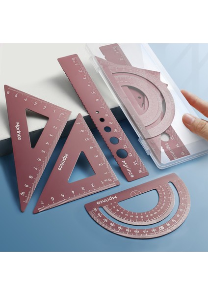 Pembe Stil Öğrenciler Için Yeni Kullanım Kılavuzu Seti Çok Fonksiyonlu Sınav Seti Çocuklar Için Metal Kılavuz Seti Hassas Ölçüm Araçları (Yurt Dışından)