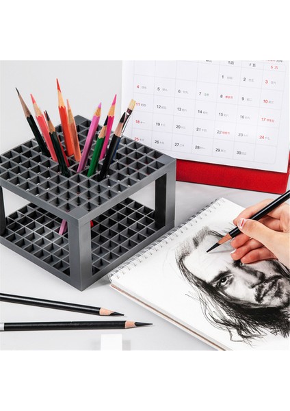 96 Izgara Pembe Stili Kılavuz Çıkarılabilir Kalem Tutucu Suluboya Yağlı Boya Kalemlik Fırça Standı Organizer Okul Kırtasiye (Yurt Dışından) modelleri