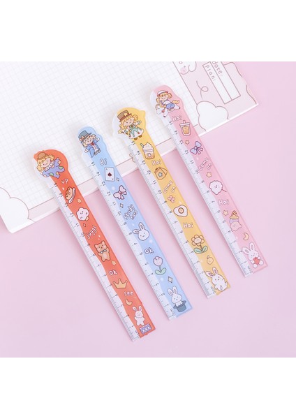 D-Rastgele 1 Adet Tarzı 15CM Sevimli Küçük Taze Karikatür Öğrenci Çizimi Kawaii Cetvel Çok Fonksiyonlu Kendin Yap Çizim Cetveli Öğrenci Ofis Okul Kırtasiye (Yurt Dışından)