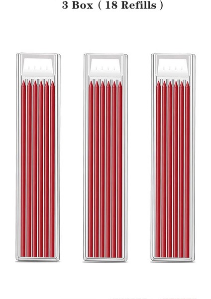 3box-Kırmızı Doldurma Stili 6 Yedek Uçlu Kalemtıraşlı Ahşap Işçiliği Derin Delik Mekanik Kalem Seti (Yurt Dışından)