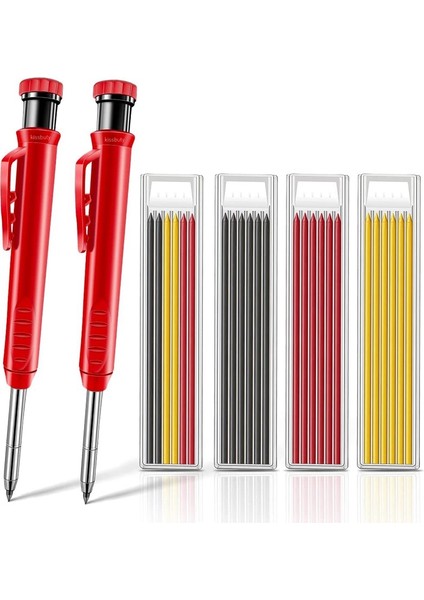 3box-Kırmızı Doldurma Stili 6 Yedek Uçlu Kalemtıraşlı Ahşap Işçiliği Derin Delik Mekanik Kalem Seti (Yurt Dışından) fiyatları