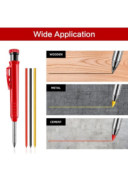 3box-Kırmızı Doldurma Stili 6 Yedek Uçlu Kalemtıraşlı Ahşap Işçiliği Derin Delik Mekanik Kalem Seti (Yurt Dışından) modelleri
