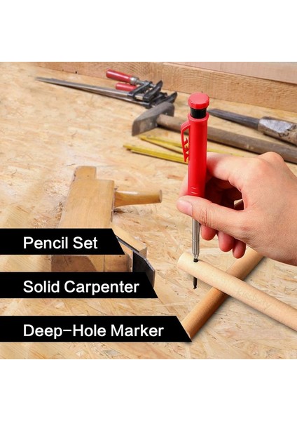 3box-Kırmızı Doldurma Stili 6 Yedek Uçlu Kalemtıraşlı Ahşap Işçiliği Derin Delik Mekanik Kalem Seti (Yurt Dışından) fırsatları