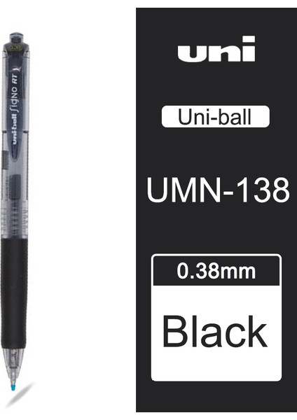 Siyah Stil Japonya'da Üretilen Ultra Ince UMN-138 Mitsubishi Uni-Ball Signo Rt Geri Çekilebilir Jel Kalem Pena - E-Ticaret Başlığı (Yurt Dışından)